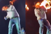 Vídeo: Sertanejo Léo fica ferido após ser atingido por fogo em show
