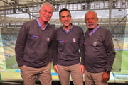 Gustavo Villani e colegas durante a cobertura das Olimpíadas de Paris 